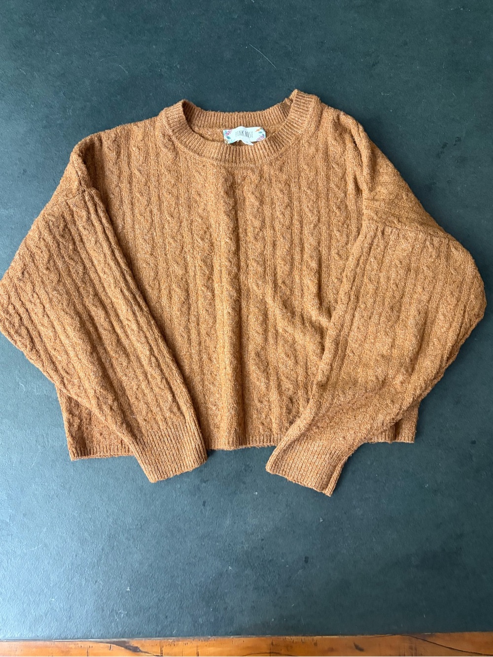 Orange cable knit sweater